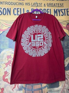 U2 360° Tour 2011 Maroon Graphic T-Shirt